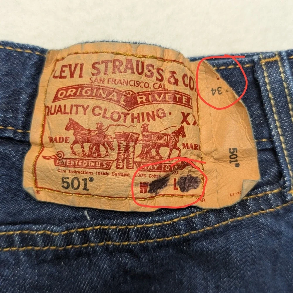Y2K Levi's 501 Original Fit Jeans Mens 38x34(36x33.5) Straight Leg Denim